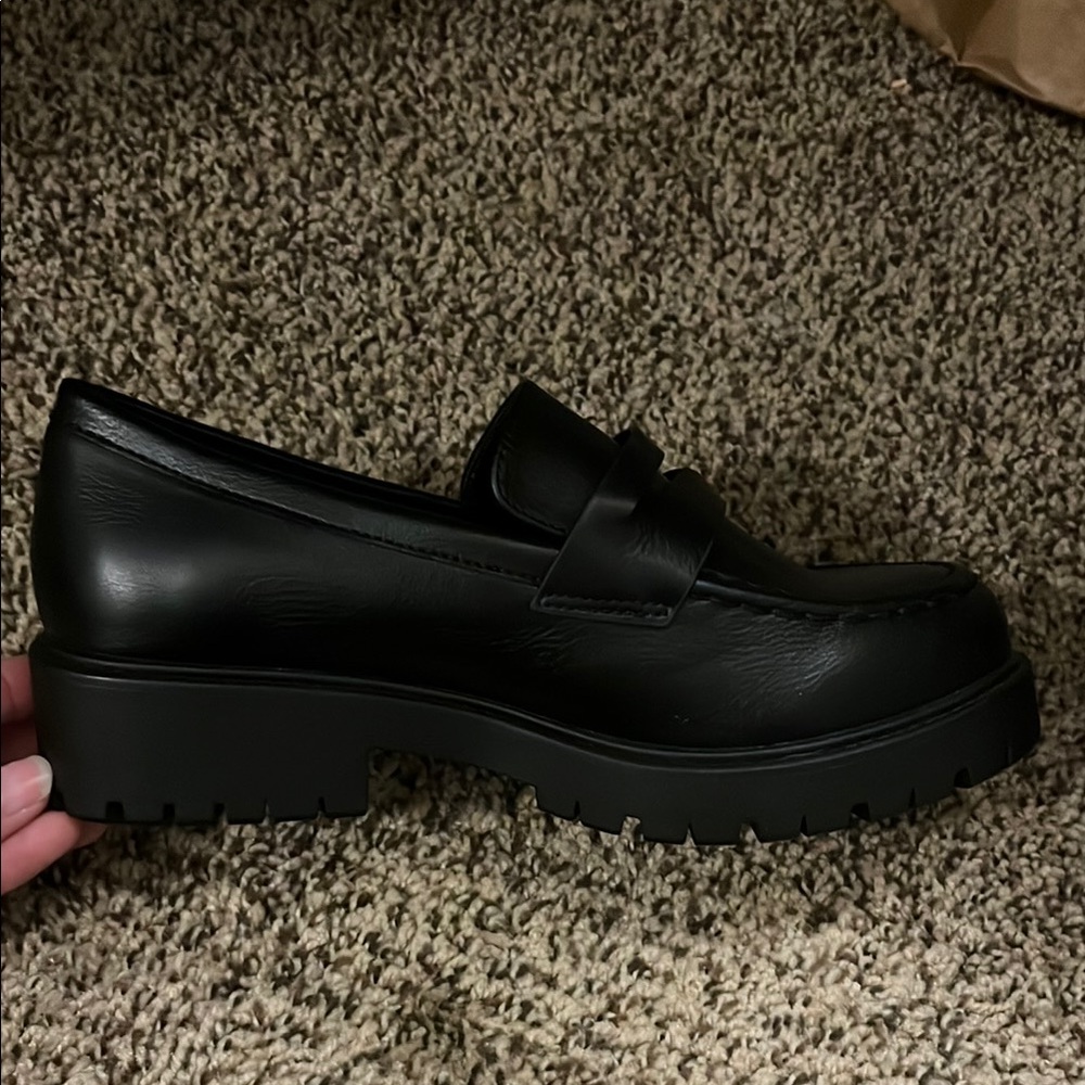 Black Leather Loafers with Chunky Sole